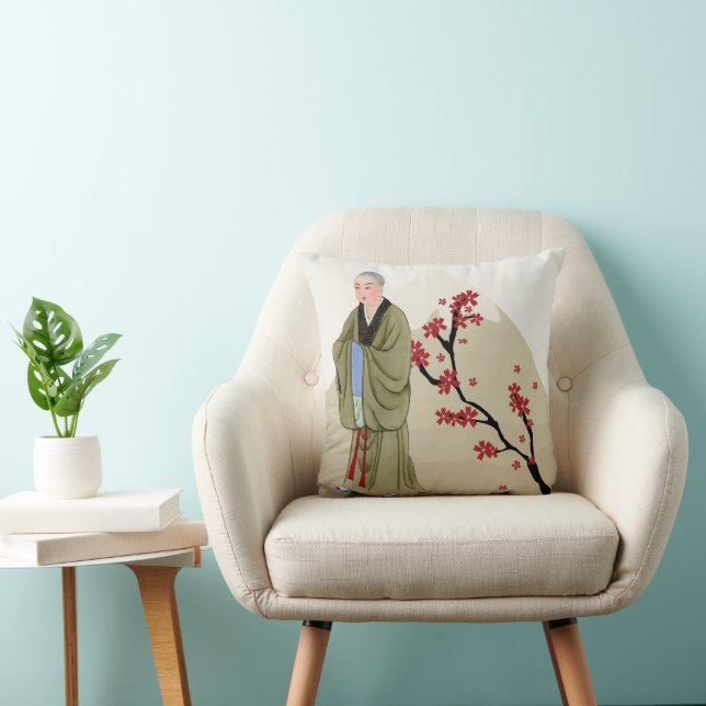 Buddhist Monk Throw Pillow (Chair)
