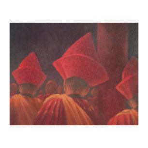 Buddhist Monks Bhutan 2012 Wood Wall Decor
