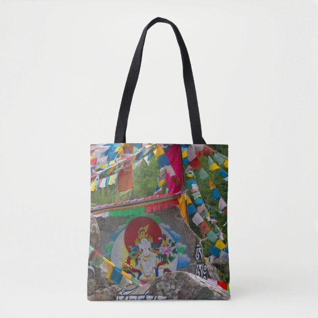 Buddhist Painting on Rocks Tote Bag (Front)