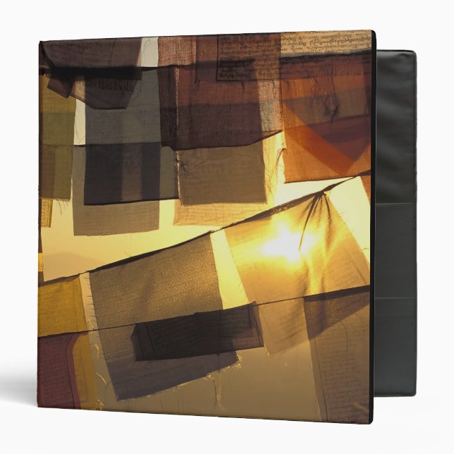 Buddhist prayer flags in the sunset, 3 ring binder (Front/Inside)