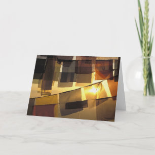 Buddhist prayer flags in the sunset, card