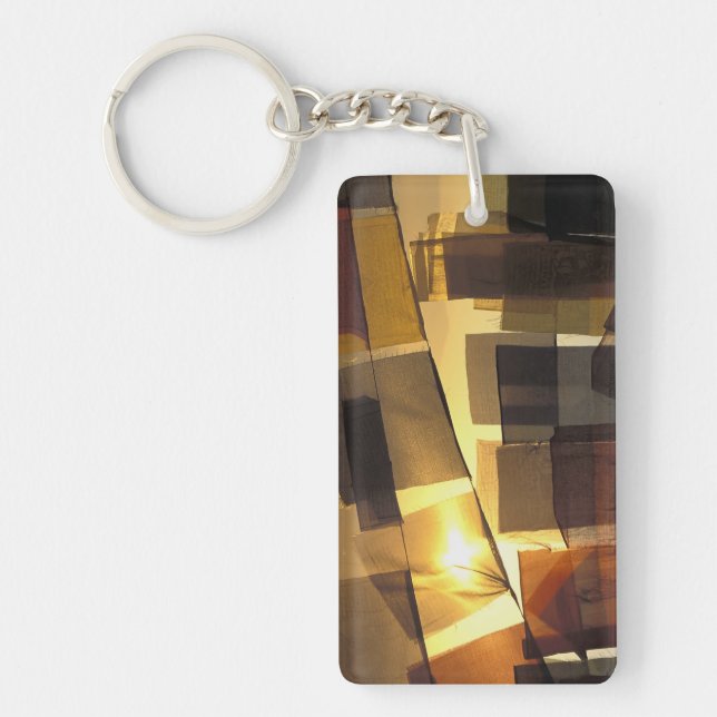 Buddhist prayer flags in the sunset, keychain (Front)