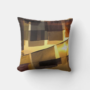 Buddhist prayer flags in the sunset, throw pillow