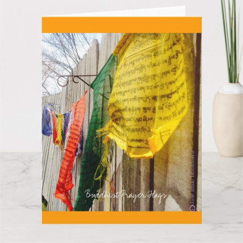 Buddhist Prayer Flags Orange Trim Greeting Card