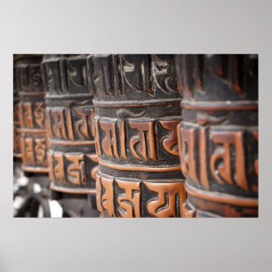 Buddhist prayer wheels poster