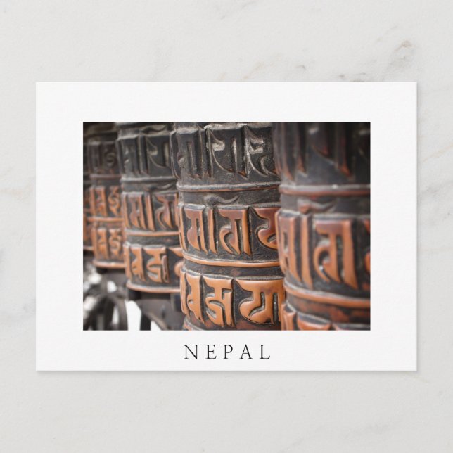 Buddhist prayer wheels white postcard (Front)