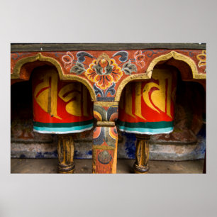 Buddhist praying role, bhutan poster