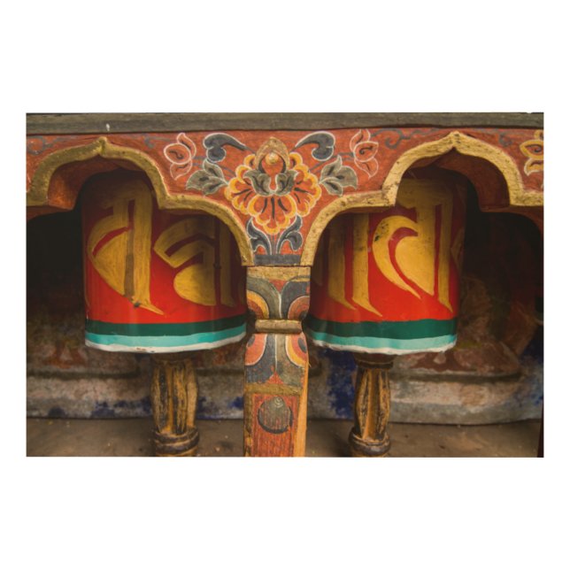 Buddhist praying role, bhutan wood wall decor (Front)