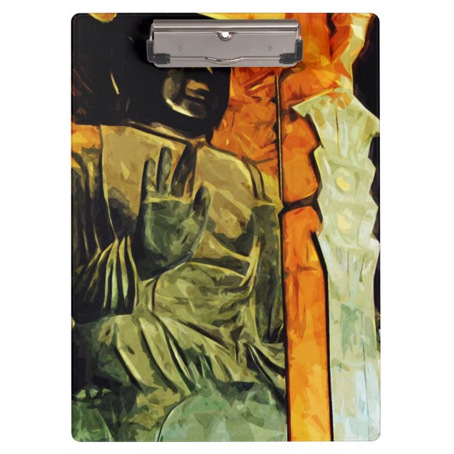 Buddhist Statue in Temple Abstract Impressionism Clipboard (Front)