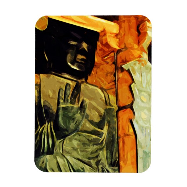 Buddhist Statue in Temple Abstract Impressionism Magnet (Vertical)