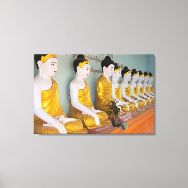 Buddhist statues in Umin Thounzeh Canvas Print (Front)
