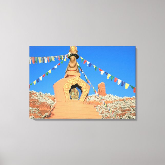 Buddhist stupa in red rocks wrapped canvas print (Front)