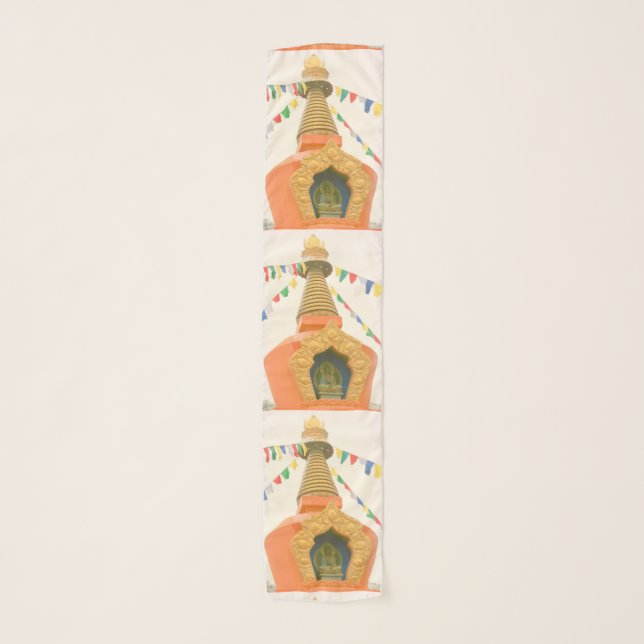 Buddhist stupa with prayer flags Thunder_Cove Scarf (Front)