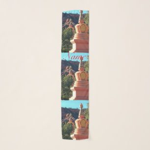 Buddhist stupa with prayer flags Thunder_Cove Scarf
