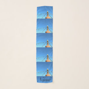 Buddhist stupa with prayer flags Thunder_Cove Scarf