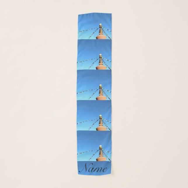 Buddhist stupa with prayer flags Thunder_Cove Scarf (Front)