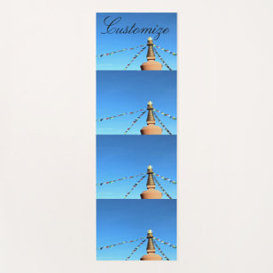Buddhist stupa with prayer flags Thunder_Cove Yoga Mat