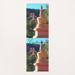 Buddhist stupa with prayer flags Thunder_Cove Yoga Mat