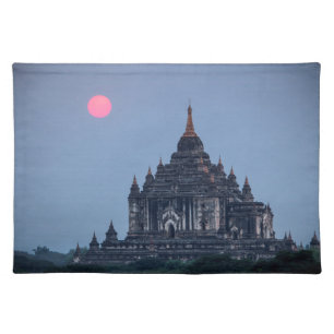 Buddhist Temple At Sunset Cloth Placemat