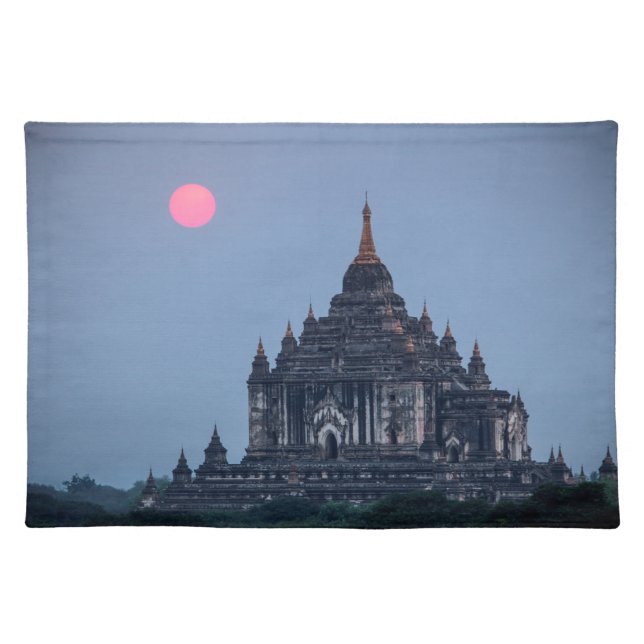 Buddhist Temple At Sunset Cloth Placemat (Front)