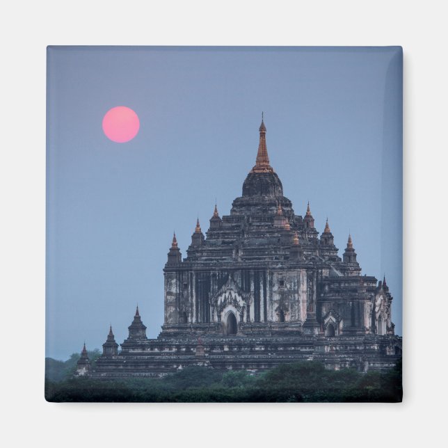Buddhist Temple At Sunset Magnet (Front)