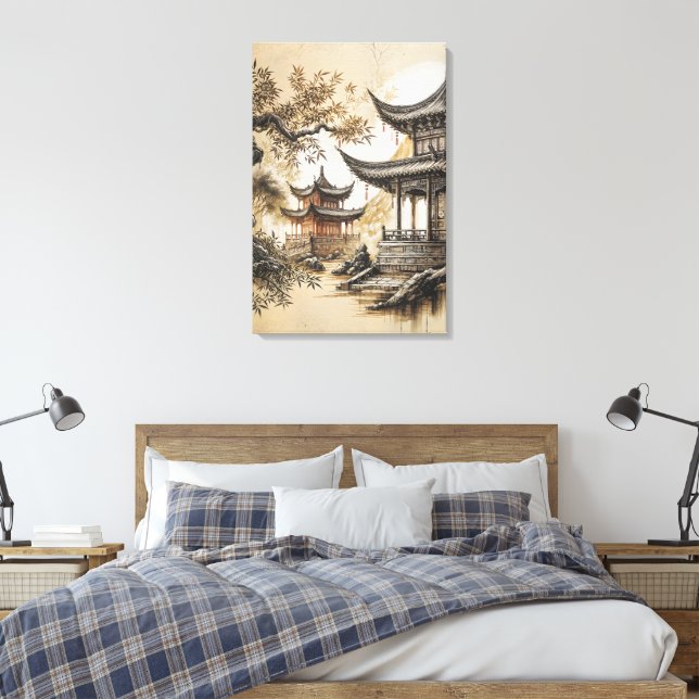 Buddhist Temple Canvas Print (Insitu(Bedroom))