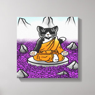 Buddhist Tuxedo Meditation Cat Canvas Print