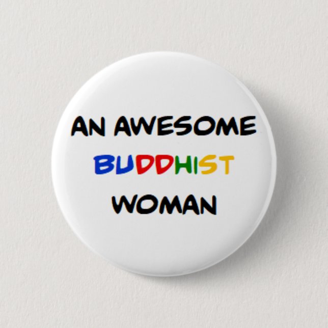 buddhist woman, awesome button (Front)