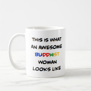 buddhist woman, awesome coffee mug