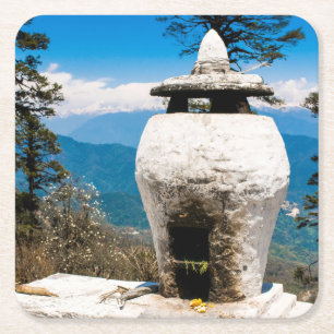 Buddhist Worship Site Square Paper Coaster