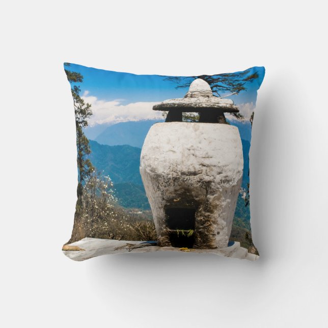 Buddhist Worship Site Throw Pillow (Front)
