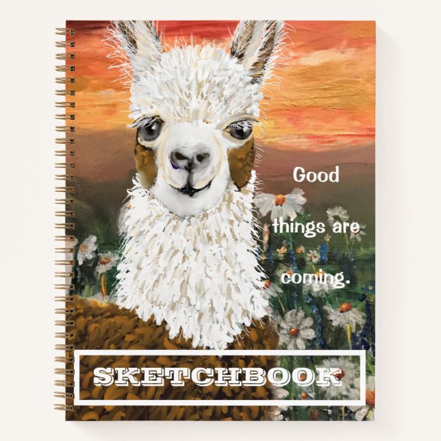 Budding Artist Sketchbook Mama Llama Spiral Notebook (Front)