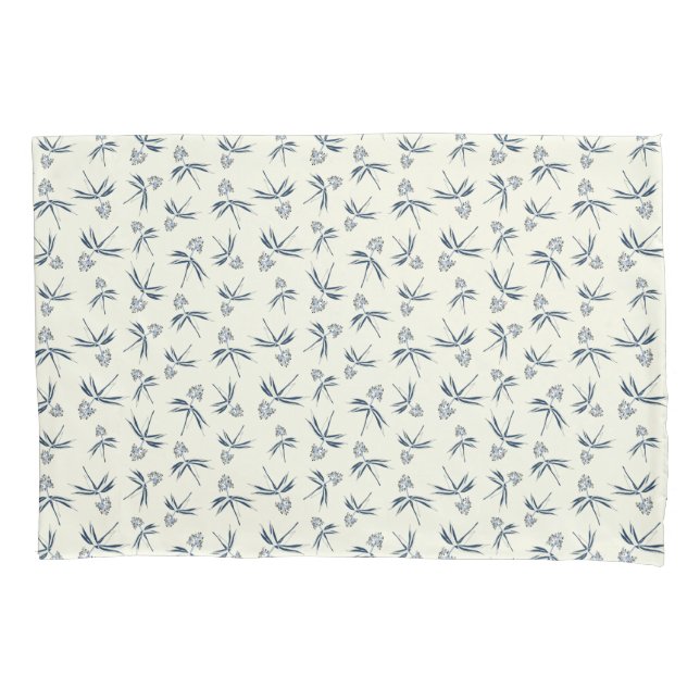 Budding Blue Branches on cream - seamless pattern. Pillow Case (Front)
