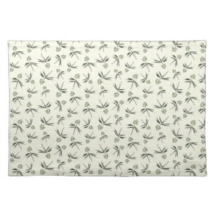 Budding Green Branches on cream - seamless pattern Cloth Placemat