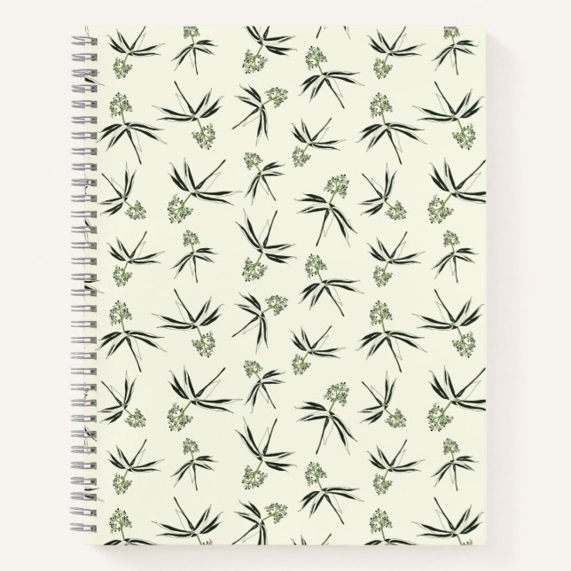Budding Green Branches on cream - seamless pattern Notebook (Front)