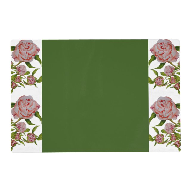 Budding Peonies on a Laminated Placemat (Front)