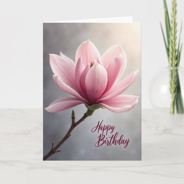 Budding Pink Birthday Card (Front)