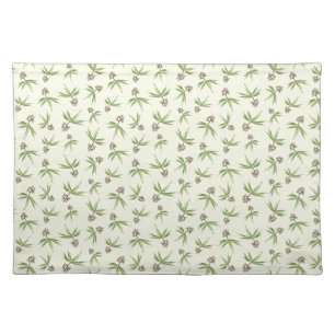 Budding Red Branches on cream - seamless pattern. Cloth Placemat