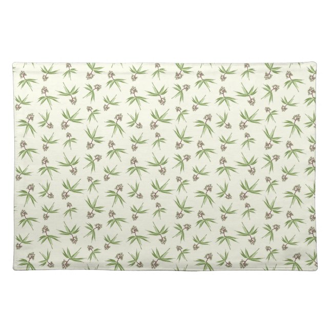 Budding Red Branches on cream - seamless pattern. Cloth Placemat (Front)