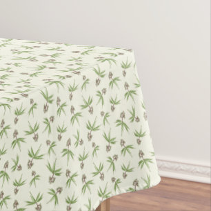 Budding Red Branches on cream - seamless pattern.  Tablecloth