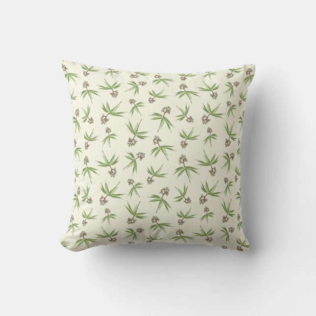 Budding Red Branches on cream - seamless pattern. Throw Pillow (Front)
