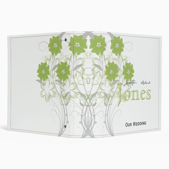 Budding Romance in Olive Green Wedding Planner 3 Ring Binder (Background)