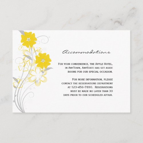 Budding Romance in Yellow Wedding Insert Personalized Announcement