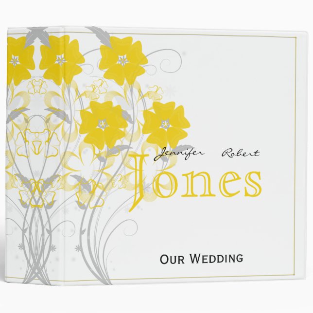 Budding Romance in Yellow Wedding Planner 3 Ring Binder (Front/Spine)