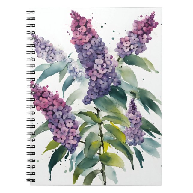 Buddleia - Watercolor flowers Notebook (Front)