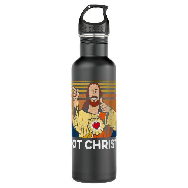 Buddy Christ Christmas Cool Jesus Religious Christ Stainless Steel Water Bottle (Front)
