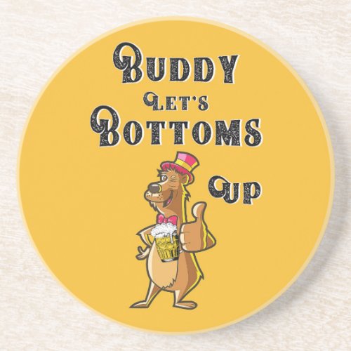 Buddy Lets Bottoms Up International 4 August Beer Coaster