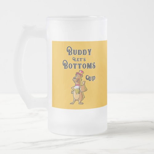 Buddy Lets Bottoms Up International 4 August Beer Frosted Glass Beer Mug