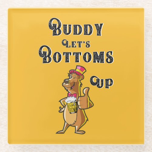 Buddy Lets Bottoms Up International 4 August Beer Glass Coaster