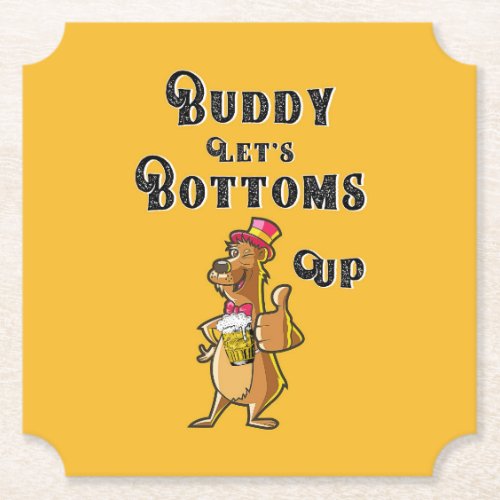 Buddy Lets Bottoms Up International 4 August Beer Paper Coaster